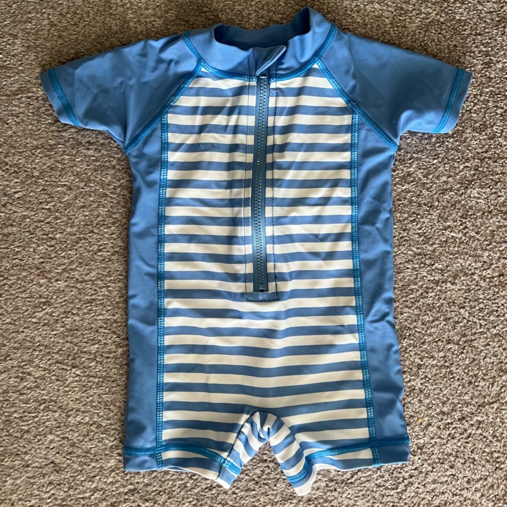 Kids Blue Striped Swimwear